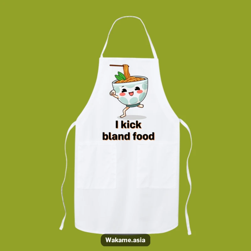Funny Ramen Kick Apron: Anthropomorphic Bowl's Martial Arts Chef Style Gift