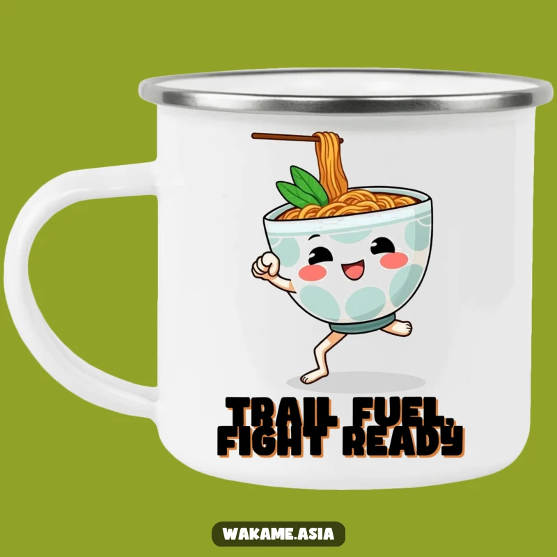 Funny Ramen Kick Camping Mug: Anthropomorphic Bowl's Martial Arts Adventure Gift