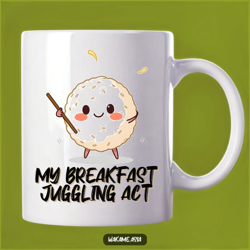 Funny Rice Ball Juggling Chopsticks Mug - Hilarious Cartoon Foodie Gift Idea