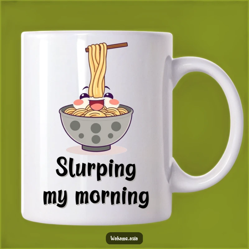 Funny Ramen Bowl Mug, Noodle Slurp Action, Foodie Gift