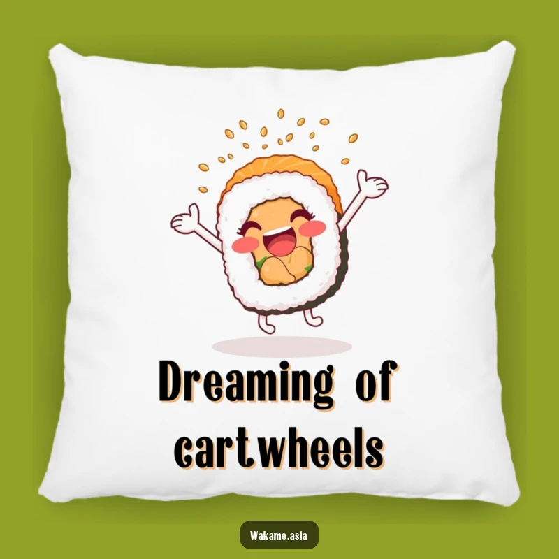 Funny Sushi Roll Cartwheel Pillow: Soft Nori Roll's Energetic Comfort Gift