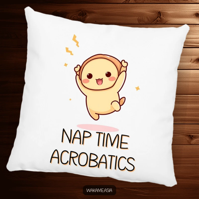 Funny Dim Sum Acrobat Pillow: A soft and plush pillow featuring a joyous dim sum character executing a hilarious acrobatic flip.