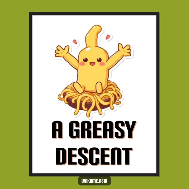 Funny Tempura Noodle Slide Digital Art: Instant Hilarious Decor for Your Digital Space.