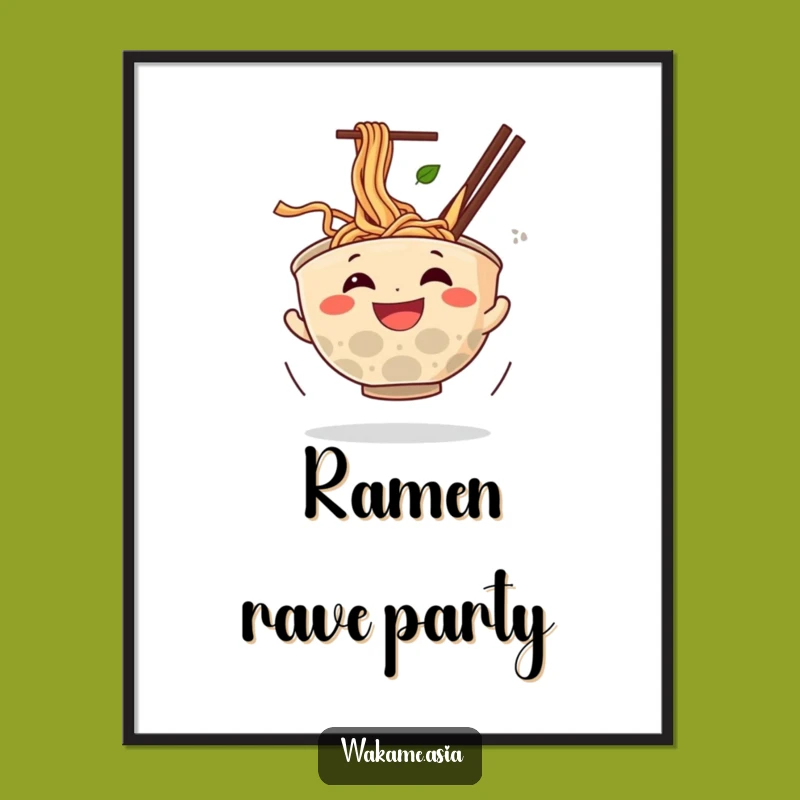 Funny Ramen Bowl Noodle Spin Digital Art - Instant Cartoon Foodie Decor Gift