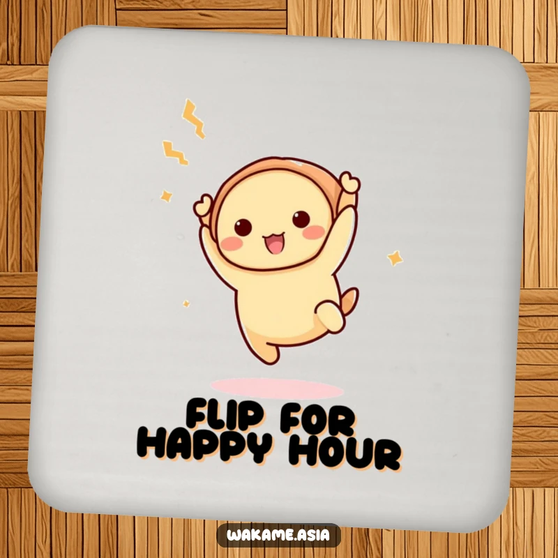 Funny Dim Sum Acrobat Drink Coaster: A humorous coaster featuring a dim sum character doing a fun acrobatic flip, protecting furniture.