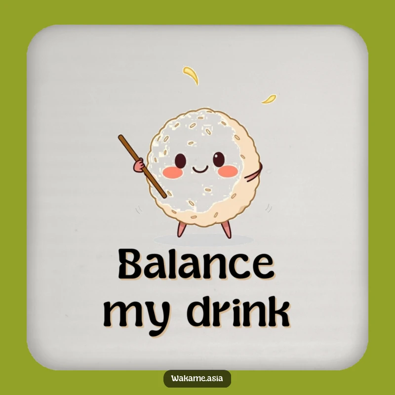 Funny Rice Ball Juggling Chopsticks Coaster Set - Cartoon Foodie Drink Protection Gift