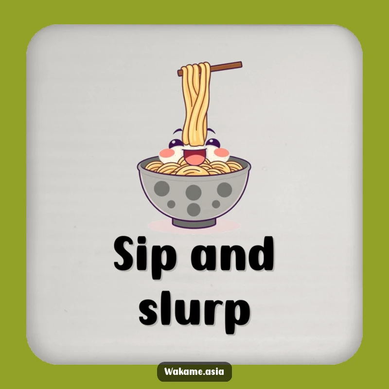 Funny Ramen Coasters (Set of 4), Noodle Slurp, Foodie Decor Gift