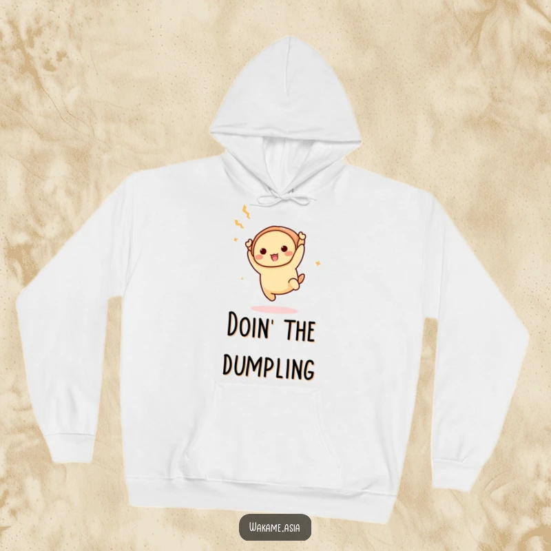 Funny Dim Sum Acrobat Hoodie: A warm and comfortable hoodie with a playful dumpling character executing a fantastic acrobatic flip.