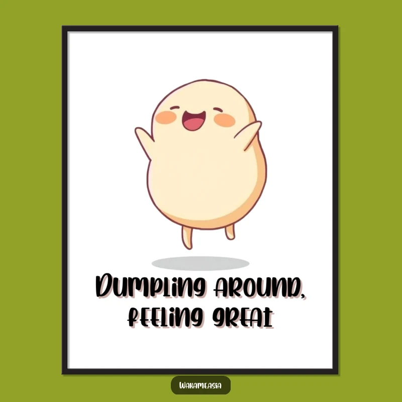 Free Printable Wall Art: Joyful Dumpling Somersault - Cute Kitchen Decor