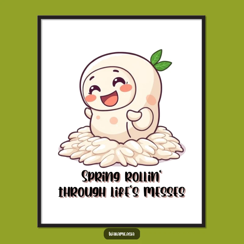 Funny Free Printable Wall Art: Wiggling Spring Roll Character - Downloadable Decor