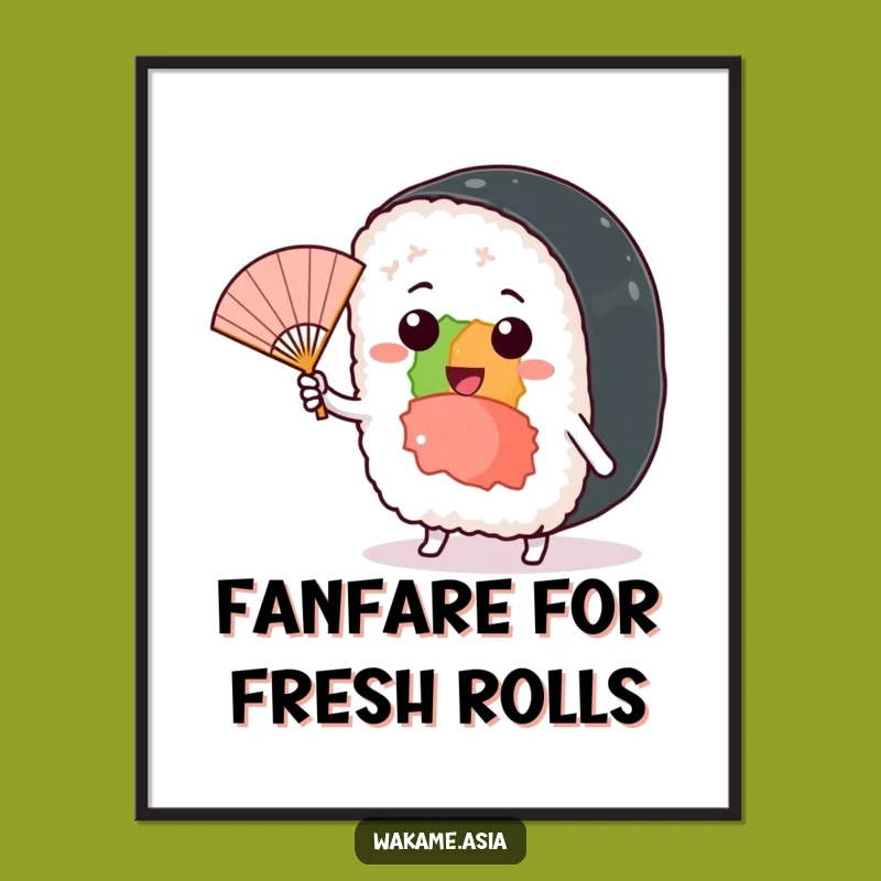 Funny Sushi Art: Free Printable Fan Wave for Playful Wall Decor