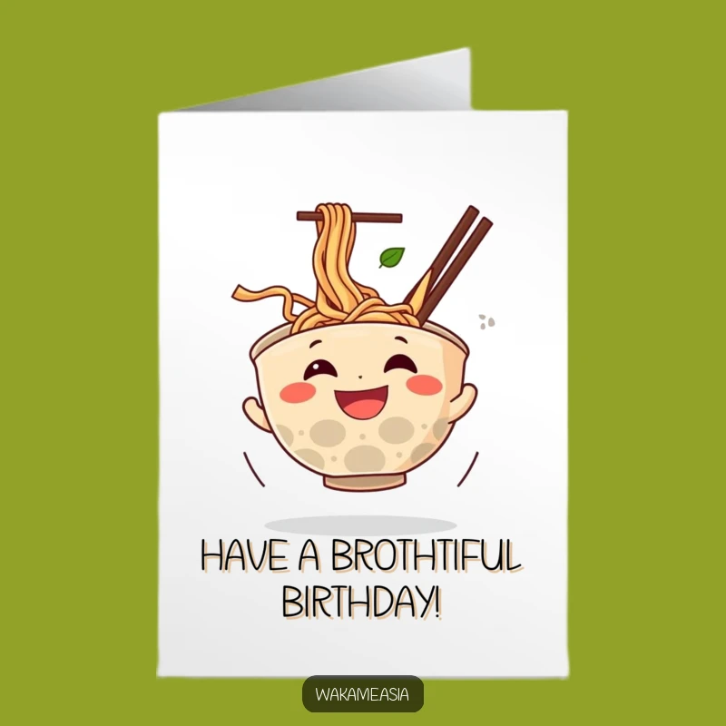 Free Printable Birthday Card: Happy Ramen Bowl Spinning, Funny Downloadable Gift
