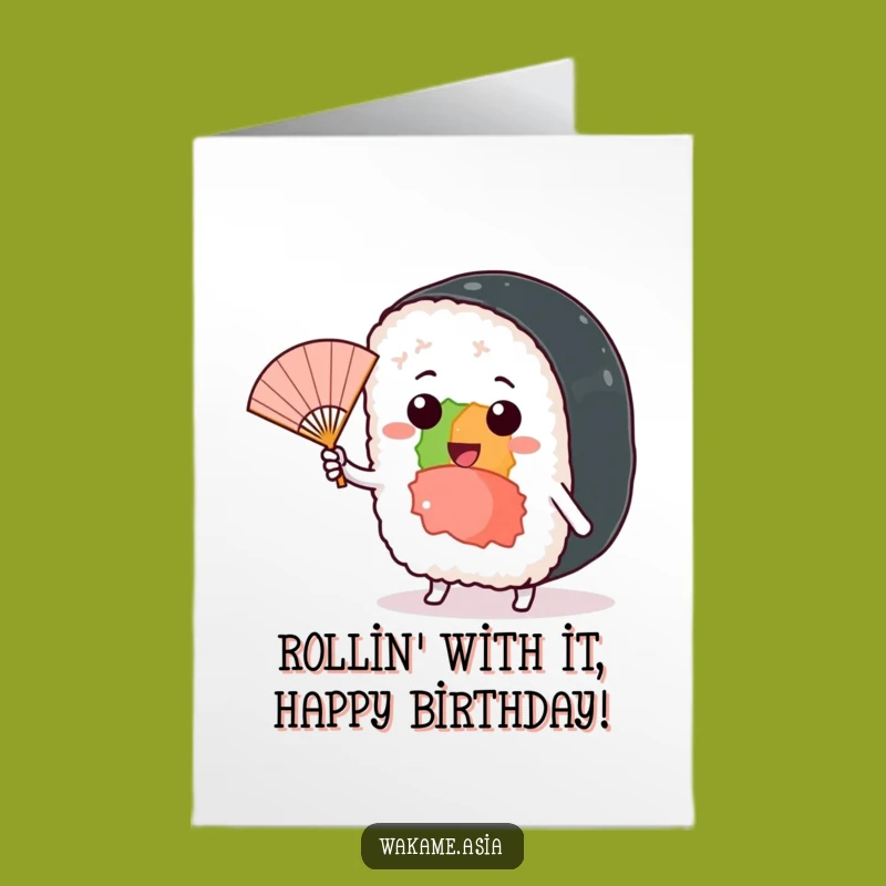 Funny Sushi Birthday Card: Free Printable Fan Wave for Playful Wishes