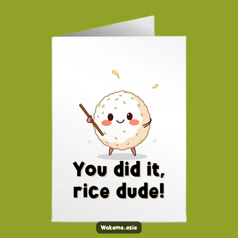 Free Printable Congrats Card: Juggling Rice Ball, Humorous Achievement Downloadable Gift