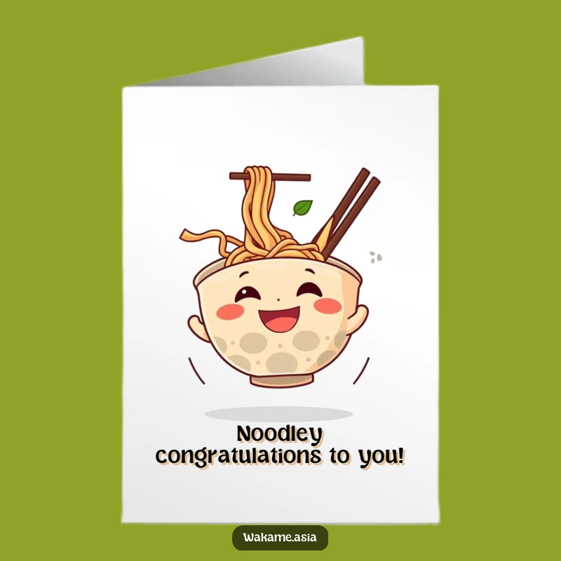 Free Printable Congrats Card: Spinning Ramen Bowl, Humorous Achievement Downloadable Gift