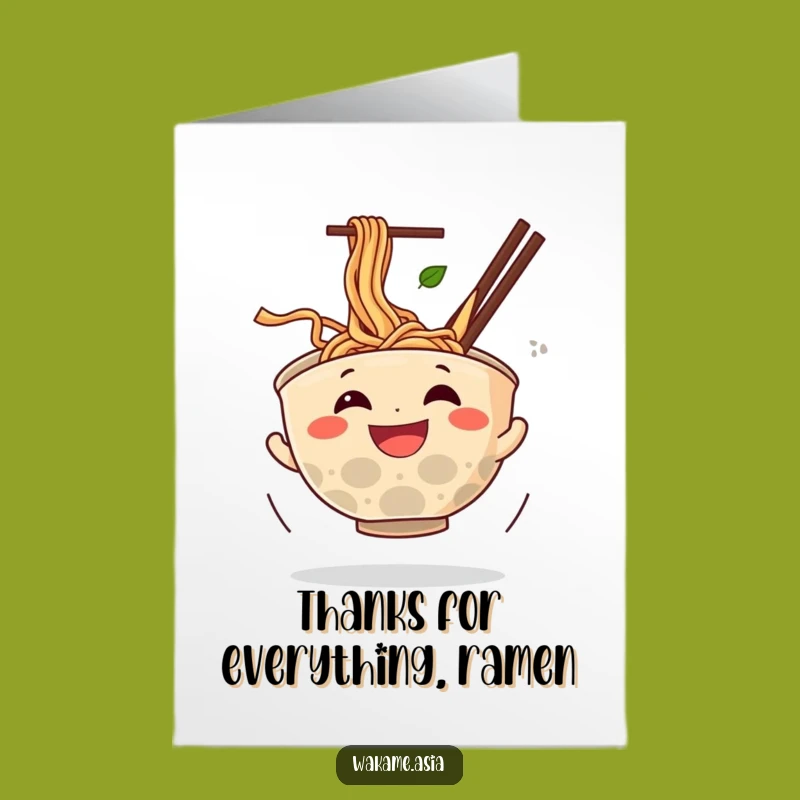 Free Printable Thank You Card: Happy Ramen Bowl Spinning, Humorous Gratitude Gift