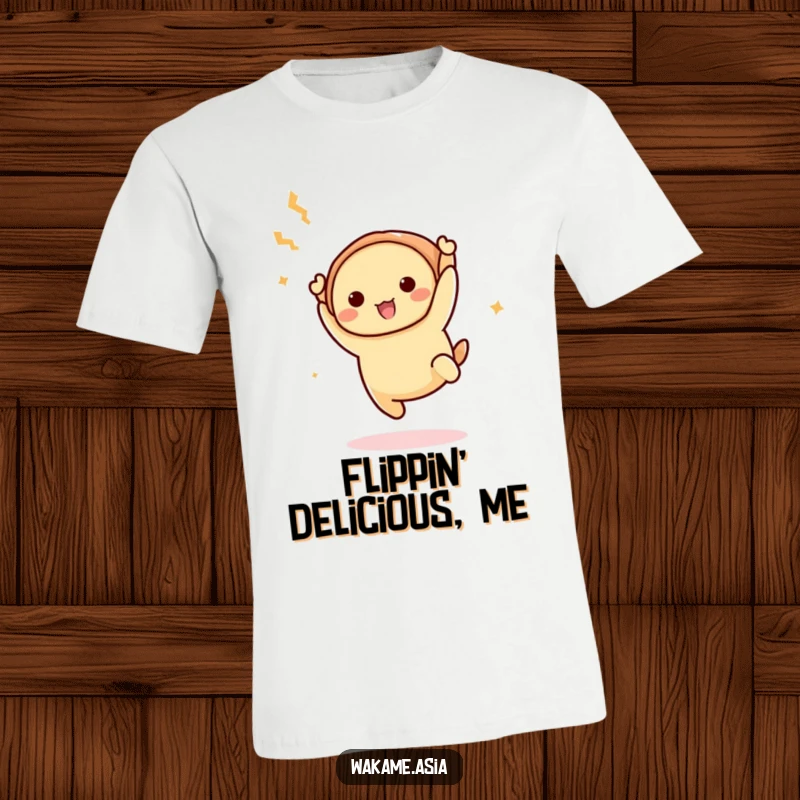 Funny Dim Sum Acrobat T-Shirt: Featuring a cheerful dumpling character performing an energetic acrobatic flip, perfect for casual wear.