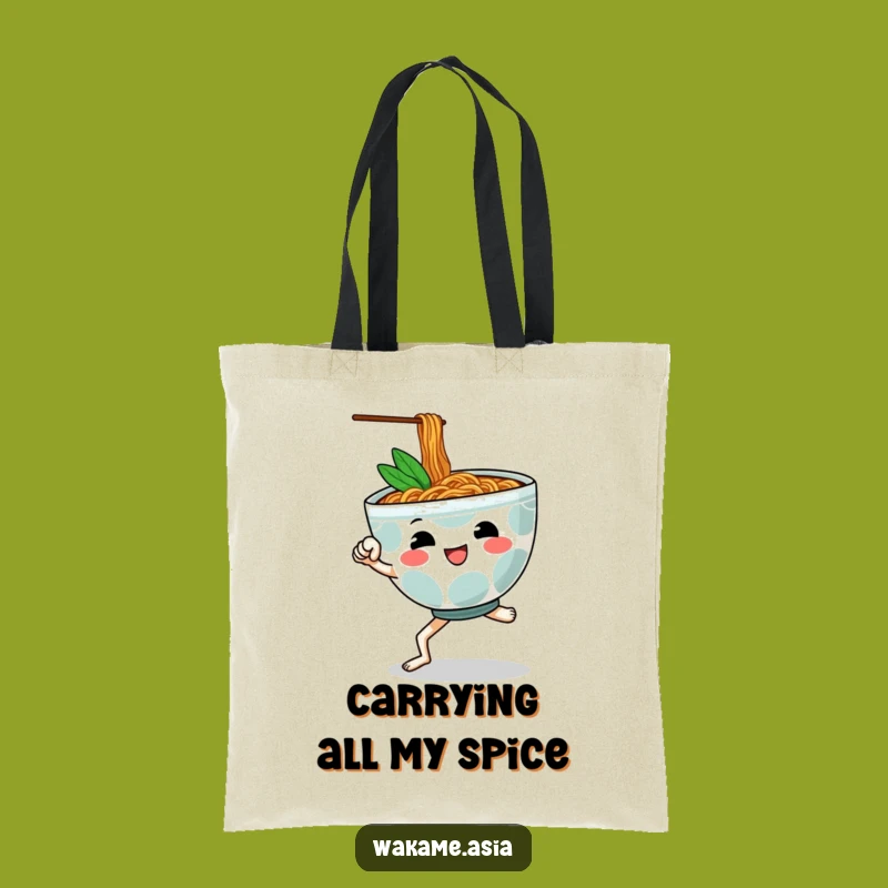 Funny Ramen Kick Tote Bag: Anthropomorphic Bowl's Martial Arts Style Carry-All Gift