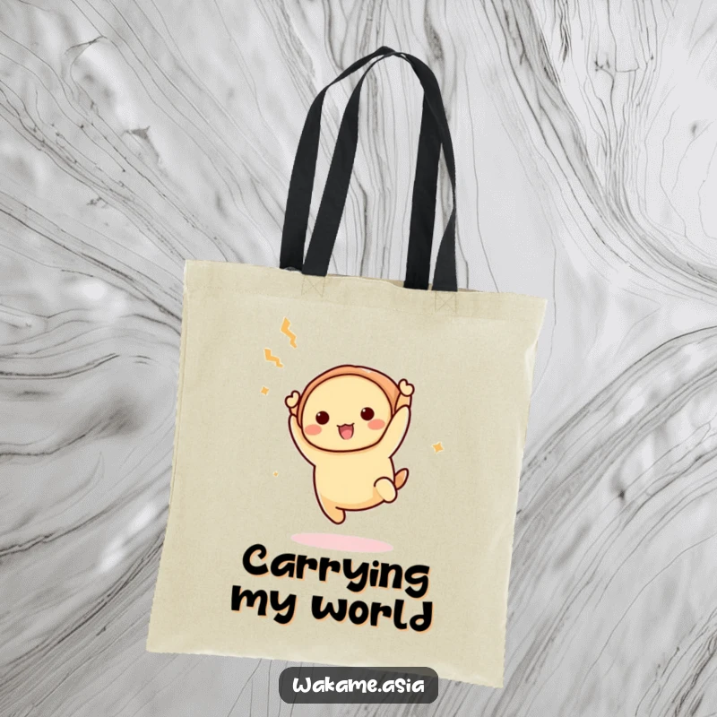 Funny Dim Sum Acrobat Tote Bag: A sturdy tote showcasing a delightful dim sum character performing a skillful acrobatic flip, perfect for shopping.